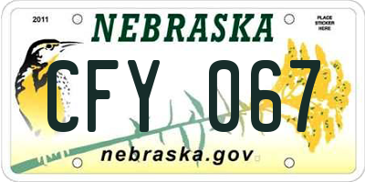 NE license plate CFY067