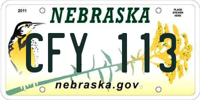 NE license plate CFY113