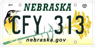 NE license plate CFY313