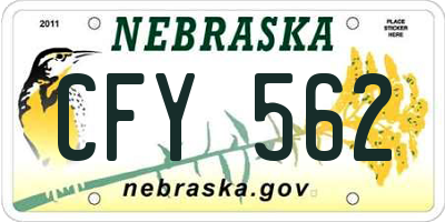 NE license plate CFY562