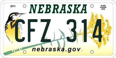 NE license plate CFZ314