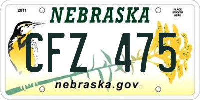 NE license plate CFZ475