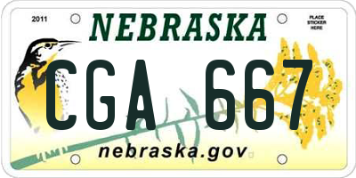 NE license plate CGA667