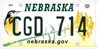 NE license plate CGD714