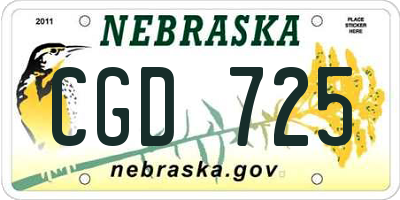 NE license plate CGD725