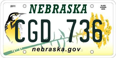 NE license plate CGD736