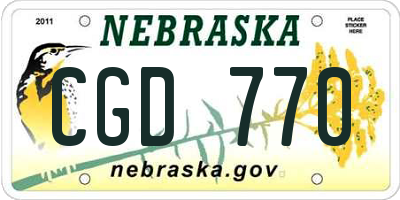 NE license plate CGD770