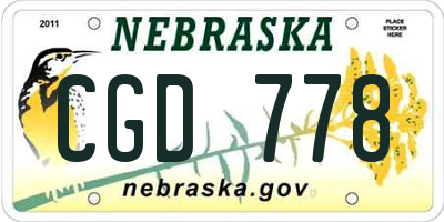 NE license plate CGD778