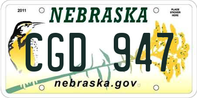 NE license plate CGD947