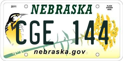 NE license plate CGE144