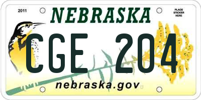 NE license plate CGE204
