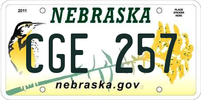 NE license plate CGE257