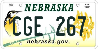 NE license plate CGE267