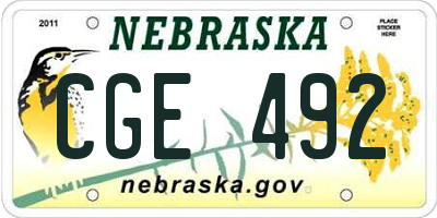 NE license plate CGE492