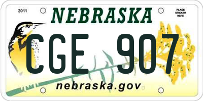 NE license plate CGE907