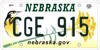 NE license plate CGE915