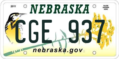 NE license plate CGE937