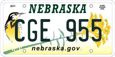 NE license plate CGE955