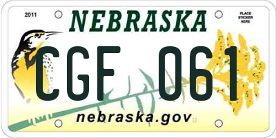 NE license plate CGF061
