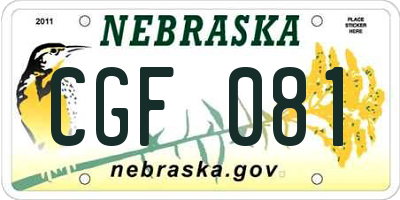NE license plate CGF081