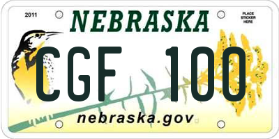 NE license plate CGF100