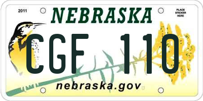 NE license plate CGF110