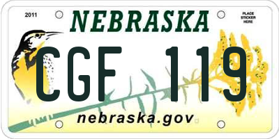 NE license plate CGF119