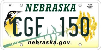NE license plate CGF150