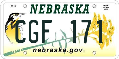 NE license plate CGF171