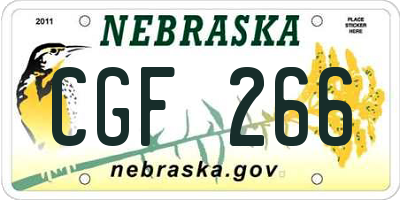 NE license plate CGF266