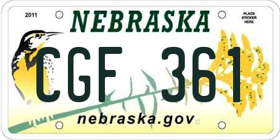 NE license plate CGF361