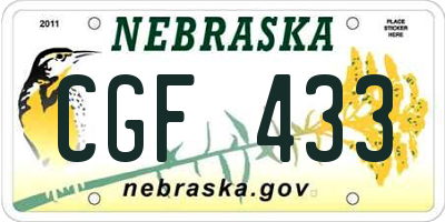 NE license plate CGF433
