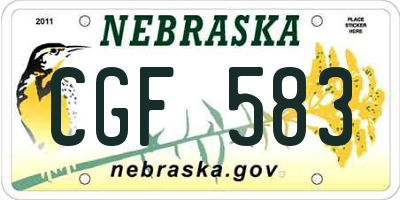 NE license plate CGF583