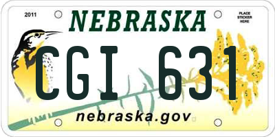 NE license plate CGI631