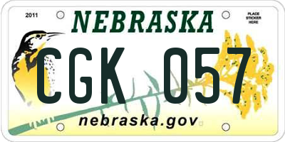 NE license plate CGK057