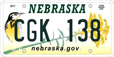 NE license plate CGK138