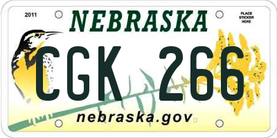 NE license plate CGK266