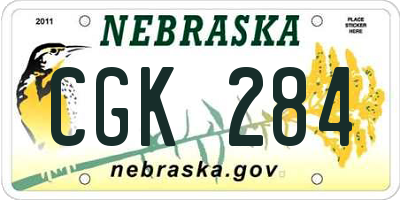 NE license plate CGK284
