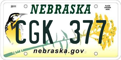 NE license plate CGK377
