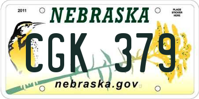 NE license plate CGK379
