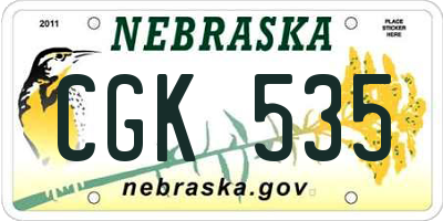 NE license plate CGK535