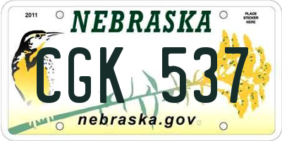NE license plate CGK537