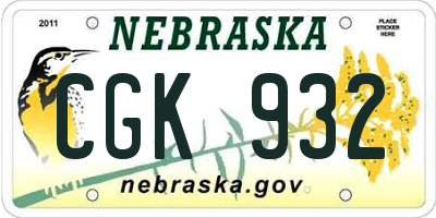 NE license plate CGK932