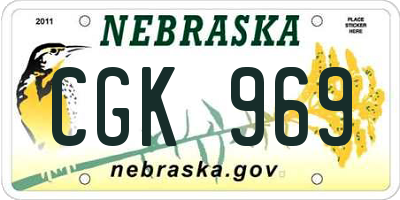 NE license plate CGK969