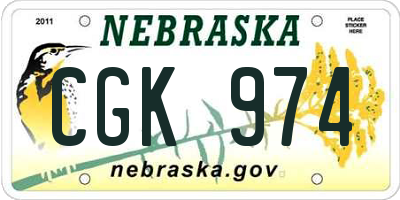 NE license plate CGK974