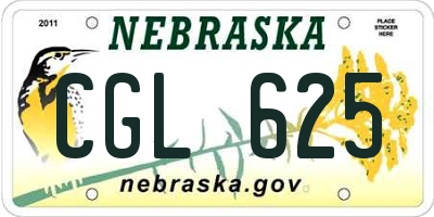 NE license plate CGL625