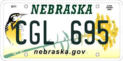 NE license plate CGL695