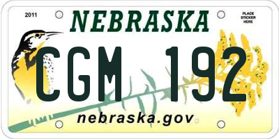 NE license plate CGM192