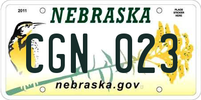 NE license plate CGN023