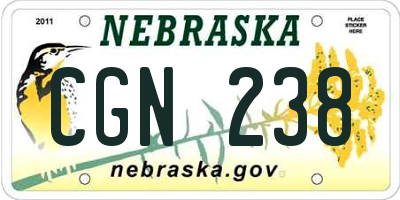NE license plate CGN238